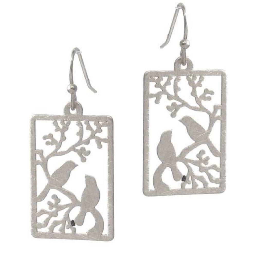 Love Birds on Branch Earrings